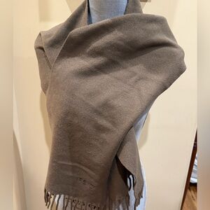 Fendi Olive Green Wool & Cashmere Fringe Scarf